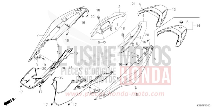 BODY COVER/REAR GRIP for Forza 350 MAT CARNELIAN RED METALLIC (R384) from 2022